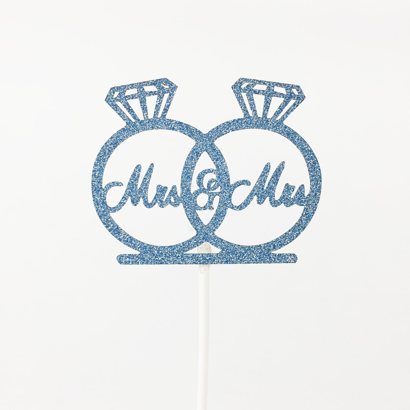 10 vnt./stal. Kūrybinis " Mrs & Mrs " Deimantinio žiedo dizaino vestuvinis tortas įdėta kortelė Vestuvinis tortas Topper Vakarėlio tortų dekoracijos