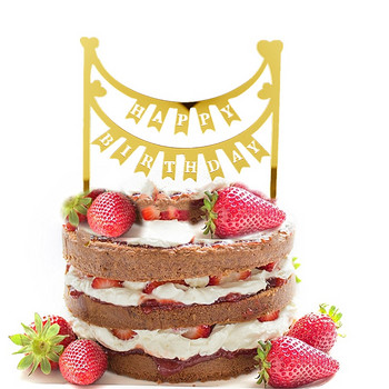 1 комплект ръб за торта Happy Birthday Cake Topper Ins Wedding Party Cake Toppers за Свети Валентин Декорация на торта за рожден ден Baby Shower