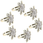 Salvešu gredzeni Ziemassvētku brīvdienu turētāju turētāji Salveta galds Pusdienu galds Metāla sprādzes Ziemassvētku vintage lentes Sniegpārsliņas Kāzas