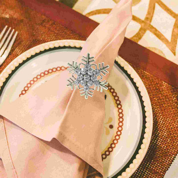 Пръстени за салфетки Държачи за коледни празници Държачи за сервита Маса за хранене Метални катарами Коледни ретро ленти Снежинка Сватба