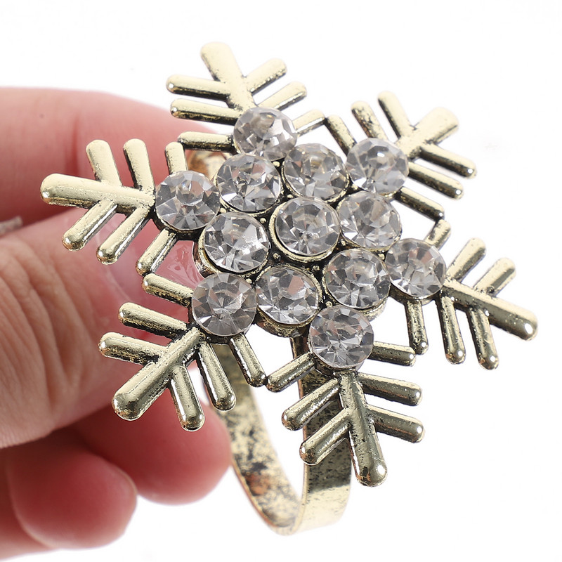 Salvešu gredzeni Ziemassvētku brīvdienu turētāju turētāji Salveta galds Pusdienu galds Metāla sprādzes Ziemassvētku vintage lentes Sniegpārsliņas Kāzas