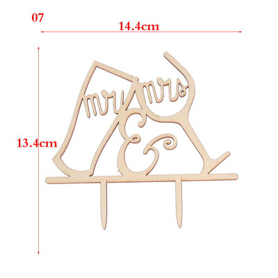 "Kungs un kundze" Vintage lauku stila kāzu kūku virsma ar lāzeru griezti koka burti Kāzu kūku rotājumi labvēlīgie materiāli, saderināšanās dāvanas