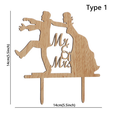 "Kungs un kundze" Vintage lauku stila kāzu kūku virsma ar lāzeru griezti koka burti Kāzu kūku rotājumi labvēlīgie materiāli, saderināšanās dāvanas