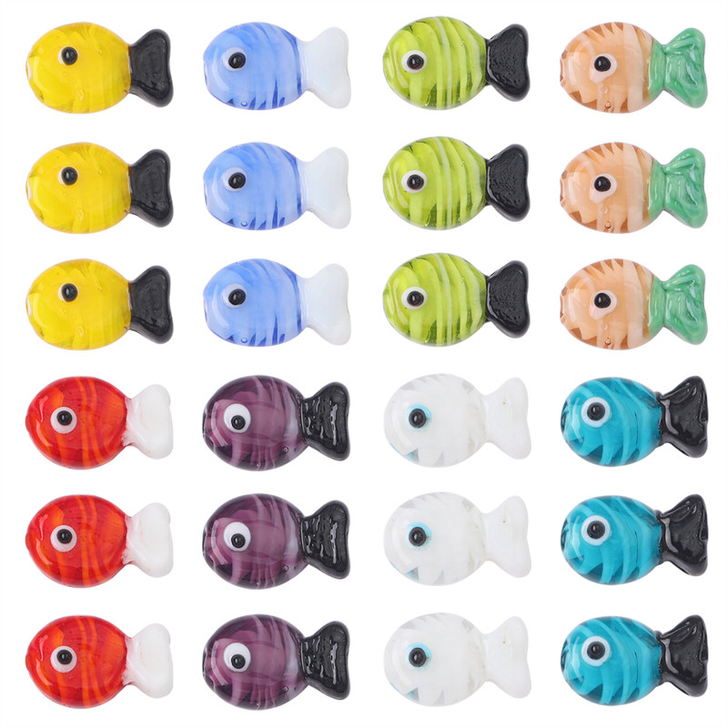 1gab 20 mm rokām darināta lampas stikla zivju krelles piekariņš ar rokām darinātam DIY apģērbam, apģērba piederumiem šūšanas piederumi