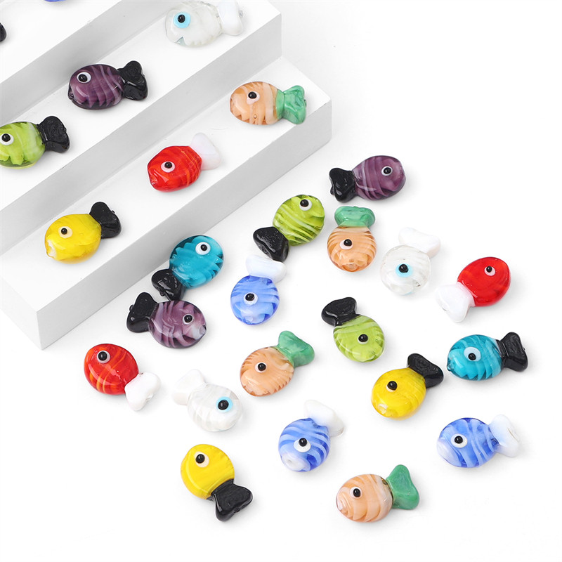 1gab 20 mm rokām darināta lampas stikla zivju krelles piekariņš ar rokām darinātam DIY apģērbam, apģērba piederumiem šūšanas piederumi