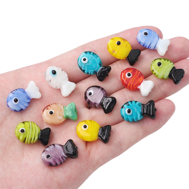 1gab 20 mm rokām darināta lampas stikla zivju krelles piekariņš ar rokām darinātam DIY apģērbam, apģērba piederumiem šūšanas piederumi