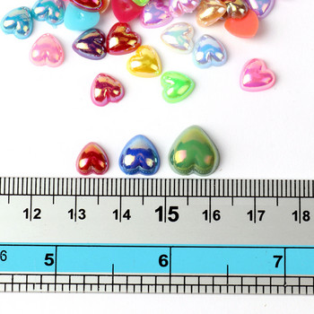 8-12 mm цветни ABS плоски мъниста сърце AB цвят полукръг любов имитация на перли Направи си сам аксесоари за декорация на бижута