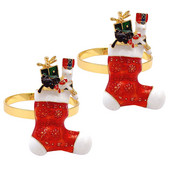 Ēdamgalds ar zeķēm salvešu turētāji formas gredzens Ziemassvētku sprādzes mājas restorāns