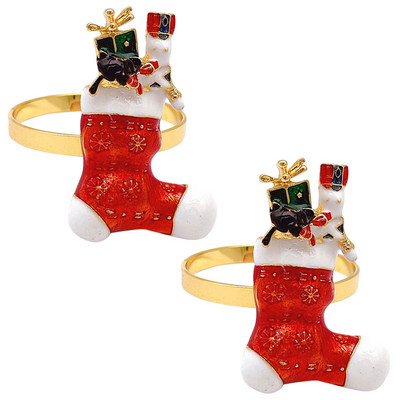 Ēdamgalds ar zeķēm salvešu turētāji formas gredzens Ziemassvētku sprādzes mājas restorāns