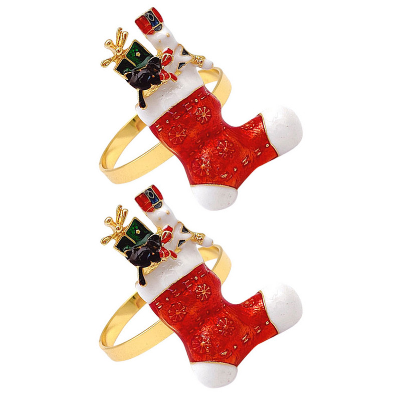 Ēdamgalds ar zeķēm salvešu turētāji formas gredzens Ziemassvētku sprādzes mājas restorāns