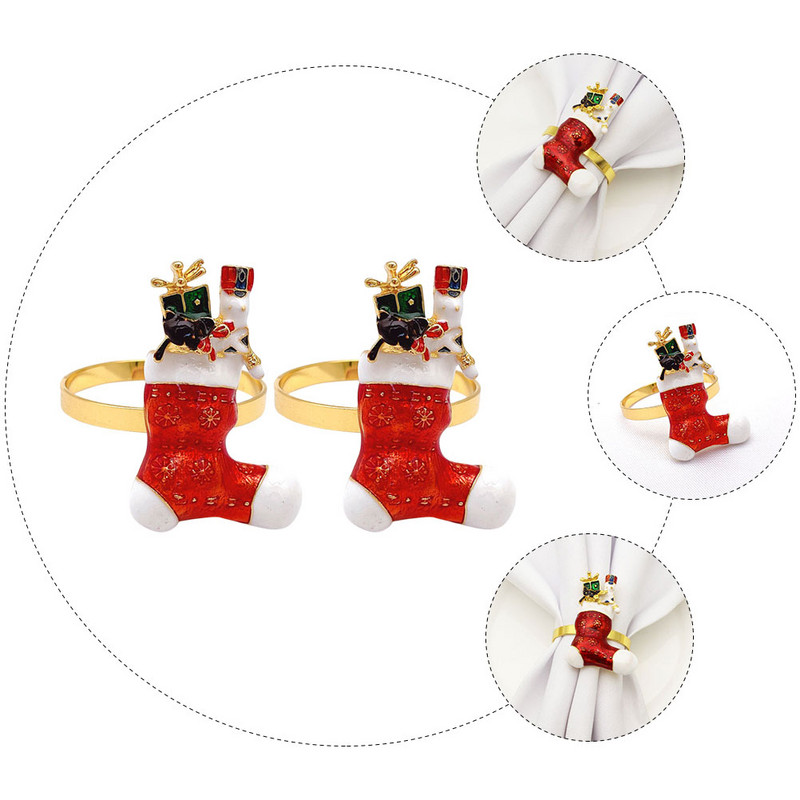 Ēdamgalds ar zeķēm salvešu turētāji formas gredzens Ziemassvētku sprādzes mājas restorāns