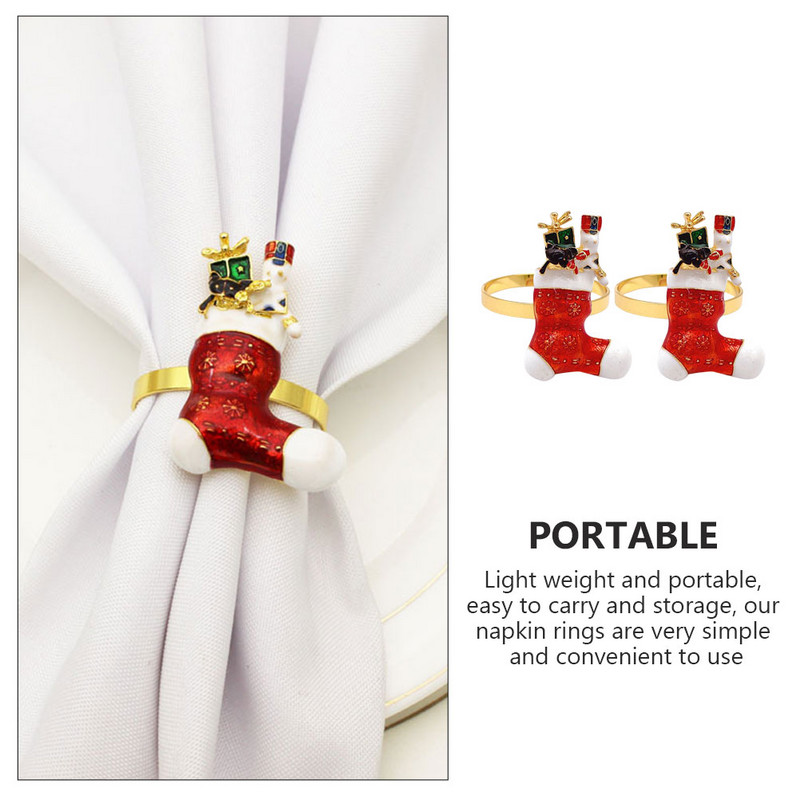 Ēdamgalds ar zeķēm salvešu turētāji formas gredzens Ziemassvētku sprādzes mājas restorāns