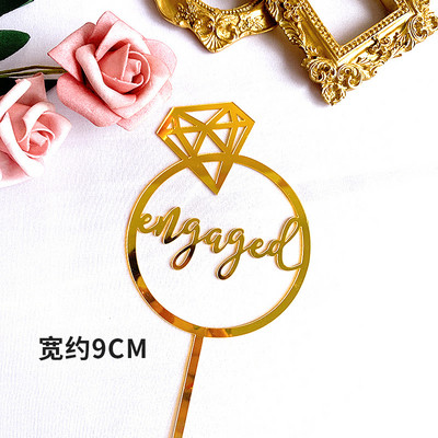 Ar roku rakstīšana Mīlestības kāzu Akrila kūkas virsma Zelta Valentīna dienas kūkas virsma kāzu Valentīndienas ballītes kūkas dekorēšanai