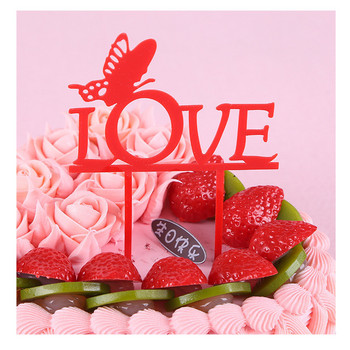 1τμχ Νέα πεταλούδα LOVE Topper γάμου Ακρυλικό Χρόνια Πολλά Cupcake Toppers Cake Flags Party Γάμος διακόσμηση ψησίματος