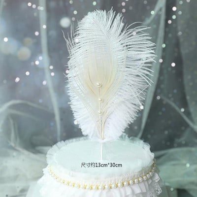 1Gb ceptu kūku veikals Skaists melnbalts pērļu spalvu spraudnis kāzu dzimšanas dienas ballītes saģērbt deserta dekors