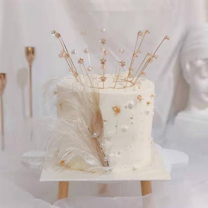 1Gb ceptu kūku veikals Skaists melnbalts pērļu spalvu spraudnis kāzu dzimšanas dienas ballītes saģērbt deserta dekors