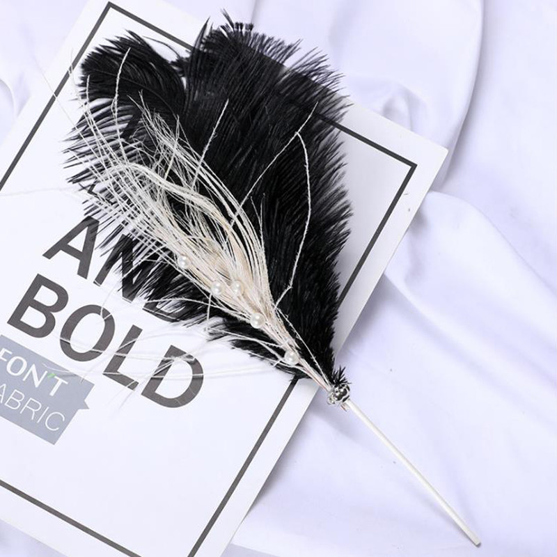 1Gb ceptu kūku veikals Skaists melnbalts pērļu spalvu spraudnis kāzu dzimšanas dienas ballītes saģērbt deserta dekors