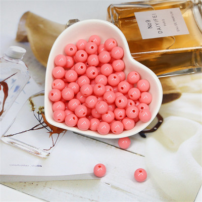 Akrila vienkrāsainas apaļas krelles ABS pērļu imitācijas brīvas krelles pašdarinātas ar rokām darinātas auskari rokassprādzes rotaslietas aksesuāri materiāls