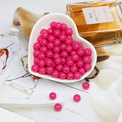 Akrila vienkrāsainas apaļas krelles ABS pērļu imitācijas brīvas krelles pašdarinātas ar rokām darinātas auskari rokassprādzes rotaslietas aksesuāri materiāls