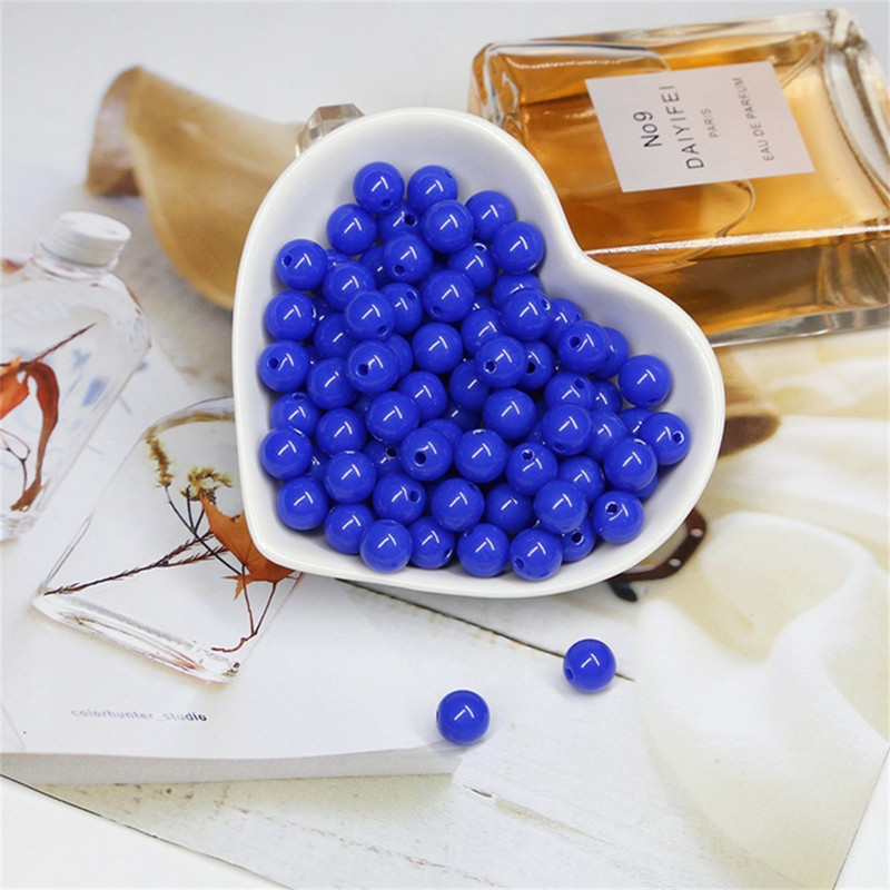 Akrila vienkrāsainas apaļas krelles ABS pērļu imitācijas brīvas krelles pašdarinātas ar rokām darinātas auskari rokassprādzes rotaslietas aksesuāri materiāls