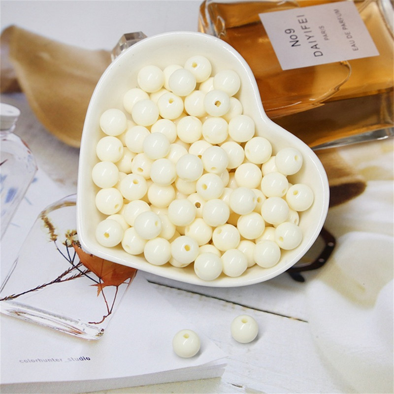 Akrila vienkrāsainas apaļas krelles ABS pērļu imitācijas brīvas krelles pašdarinātas ar rokām darinātas auskari rokassprādzes rotaslietas aksesuāri materiāls