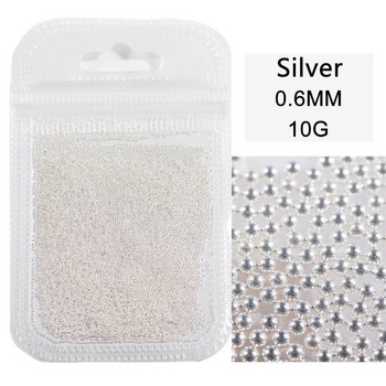 10g/Bag 0,6mm0,8mm1,0mm1,5mm2,0mm 3D ανοξείδωτο ατσάλι Στρογγυλό Mini Glitter Caviar Nail Art Rhinestone For DIY Crafts Decoration