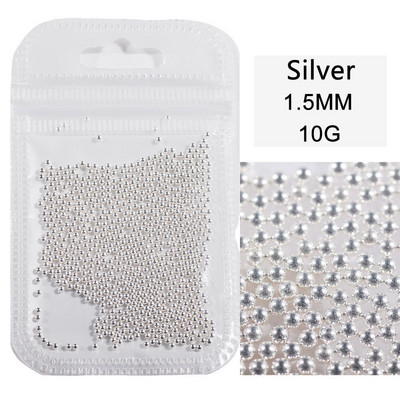 10 g/maiss 0,6 mm0,8 mm1,0 mm1,5 mm2,0 mm 3D nerūsējošā tērauda apaļa mini mirdzoša kaviāra nagu mākslas kalnu strēles akmens, kas paredzēts amatniecības dekorēšanai.