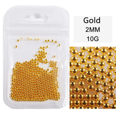 10 g/maiss 0,6 mm0,8 mm1,0 mm1,5 mm2,0 mm 3D nerūsējošā tērauda apaļa mini mirdzoša kaviāra nagu mākslas kalnu strēles akmens, kas paredzēts amatniecības dekorēšanai.