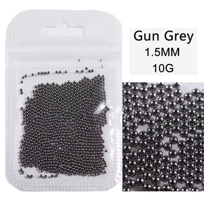 10 g/maiss 0,6 mm0,8 mm1,0 mm1,5 mm2,0 mm 3D nerūsējošā tērauda apaļa mini mirdzoša kaviāra nagu mākslas kalnu strēles akmens, kas paredzēts amatniecības dekorēšanai.