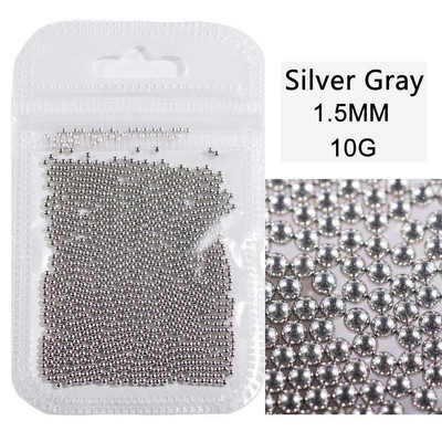 10 g/maiss 0,6 mm0,8 mm1,0 mm1,5 mm2,0 mm 3D nerūsējošā tērauda apaļa mini mirdzoša kaviāra nagu mākslas kalnu strēles akmens, kas paredzēts amatniecības dekorēšanai.