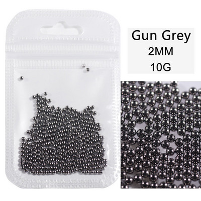 10 g/maiss 0,6 mm0,8 mm1,0 mm1,5 mm2,0 mm 3D nerūsējošā tērauda apaļa mini mirdzoša kaviāra nagu mākslas kalnu strēles akmens, kas paredzēts amatniecības dekorēšanai.
