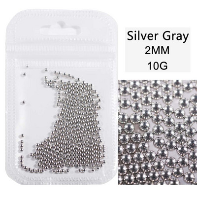 10 g/maiss 0,6 mm0,8 mm1,0 mm1,5 mm2,0 mm 3D nerūsējošā tērauda apaļa mini mirdzoša kaviāra nagu mākslas kalnu strēles akmens, kas paredzēts amatniecības dekorēšanai.