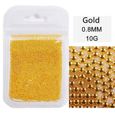 10 g/maiss 0,6 mm0,8 mm1,0 mm1,5 mm2,0 mm 3D nerūsējošā tērauda apaļa mini mirdzoša kaviāra nagu mākslas kalnu strēles akmens, kas paredzēts amatniecības dekorēšanai.