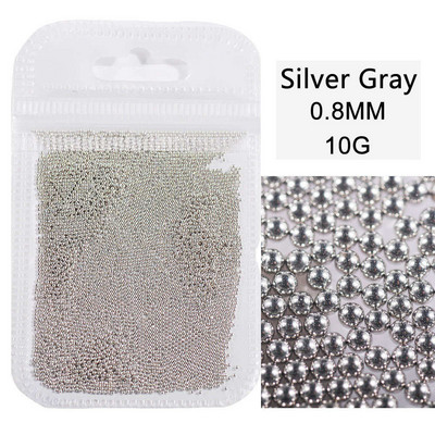 10 g/maiss 0,6 mm0,8 mm1,0 mm1,5 mm2,0 mm 3D nerūsējošā tērauda apaļa mini mirdzoša kaviāra nagu mākslas kalnu strēles akmens, kas paredzēts amatniecības dekorēšanai.