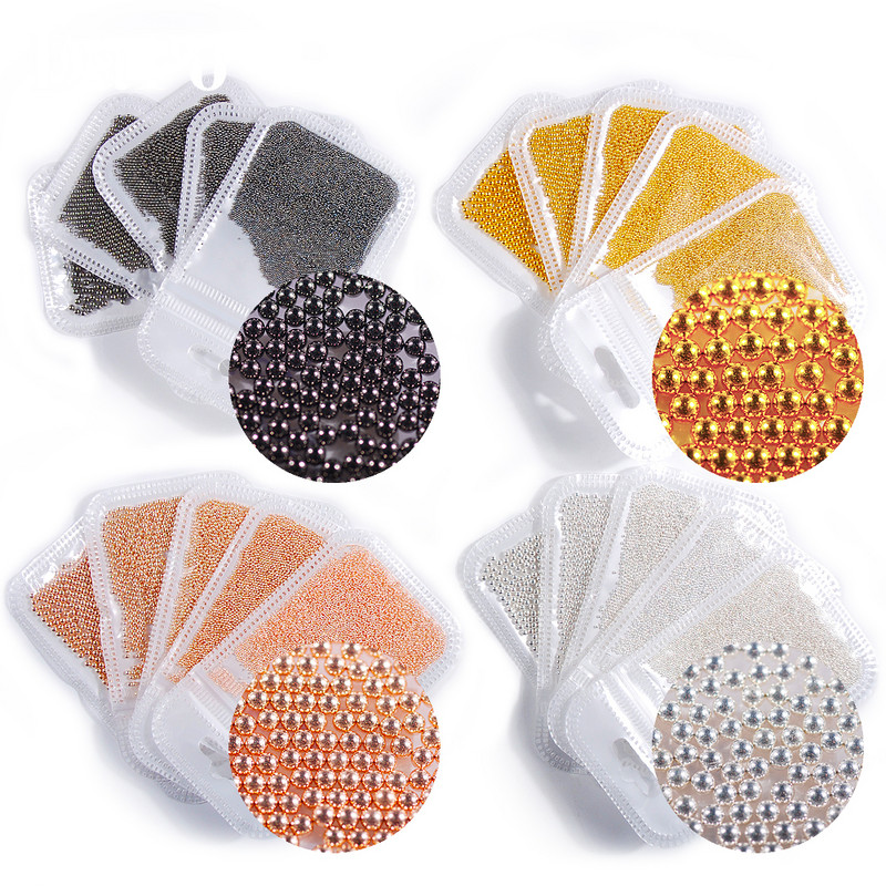 10 g/maiss 0,6 mm0,8 mm1,0 mm1,5 mm2,0 mm 3D nerūsējošā tērauda apaļa mini mirdzoša kaviāra nagu mākslas kalnu strēles akmens, kas paredzēts amatniecības dekorēšanai.