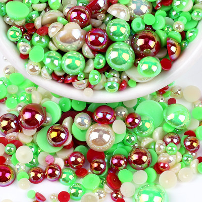3-10 mm daudzkrāsu jauktas AB plakanas pusapaļas krelles, vaļīgas krelles nagu mākslas tālruņu dekorācijas dimanta DIY imitācijas pērles