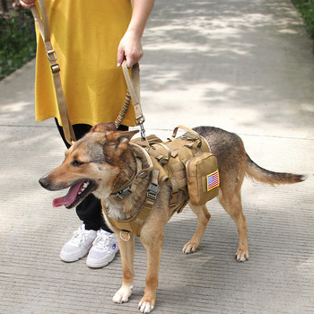 Военна тактическа каишка за кучета Найлон без дърпане Бънджи поводи за обучение на кучета Еластичен буфер Въже за каишка за кучета за средни големи кучета Домашни любимци