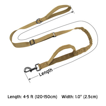 Military Tactical Dog Leash Nylon No Pull Bungee Dog Training Leads Elastic Buffer Dog Leash Rope for Medium Large Dog Set