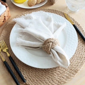 Papīra dvieļu noslaukāmie salvešu turētāji, ar rokām darināti lauku mājas aušanas salvešu gredzeni Viegli tīrāmi lina salmu turētāji rietumiem