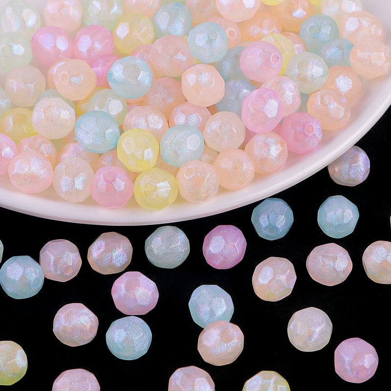 20 g 10 mm akrila slīpēta apaļa lode, brīvas krelles, maģiskas varavīksnes krāsas apģērba rokdarbiem, šūšanas piederumi.