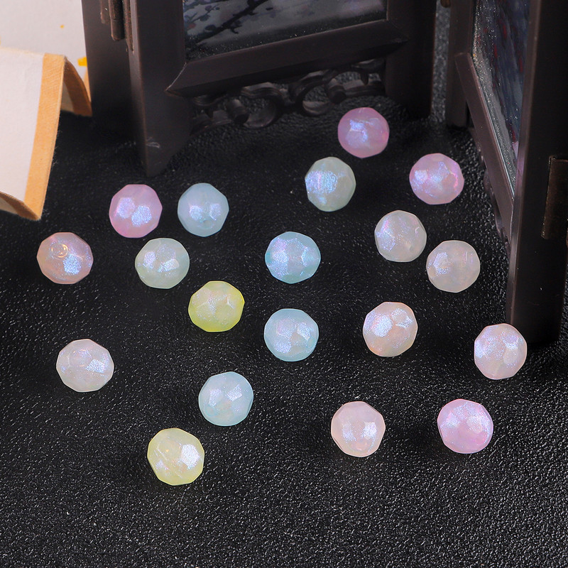 20 g 10 mm akrila slīpēta apaļa lode, brīvas krelles, maģiskas varavīksnes krāsas apģērba rokdarbiem, šūšanas piederumi.