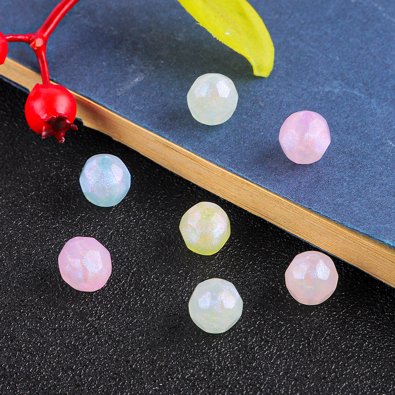 20 g 10 mm akrila slīpēta apaļa lode, brīvas krelles, maģiskas varavīksnes krāsas apģērba rokdarbiem, šūšanas piederumi.
