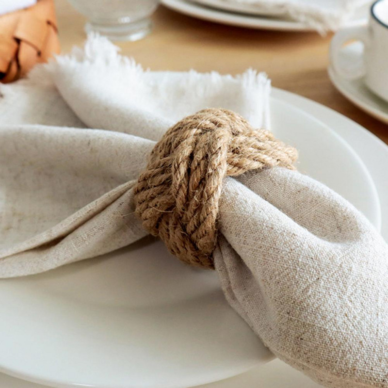 Be rūpesčių servetėlių laikikliai Lengvai laikomas servetėlių žiedų rinkinys Rankų darbo sodyboje audimo servetėlių žiedai Lengvai valomi skalbiniai vakarietiškiems