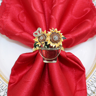 8 buc. inel pentru șervețele din frunze de ilis cu perle cu stras pentru suport pentru șervețele pentru Crăciun, nuntă, ziua de naștere, cină, decor de masă HWC280