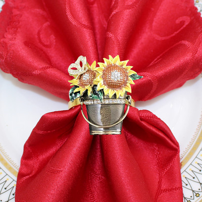 8 buc. inel pentru șervețele din frunze de ilis cu perle cu stras pentru suport pentru șervețele pentru Crăciun, nuntă, ziua de naștere, cină, decor de masă HWC280