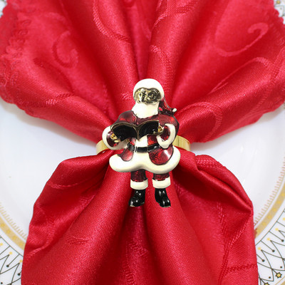 8 buc. inel pentru șervețele din frunze de ilis cu perle cu stras pentru suport pentru șervețele pentru Crăciun, nuntă, ziua de naștere, cină, decor de masă HWC280