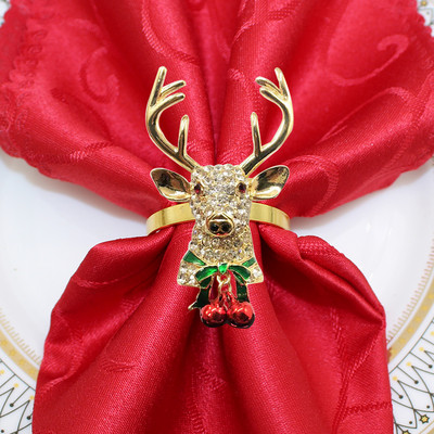 8 buc. inel pentru șervețele din frunze de ilis cu perle cu stras pentru suport pentru șervețele pentru Crăciun, nuntă, ziua de naștere, cină, decor de masă HWC280