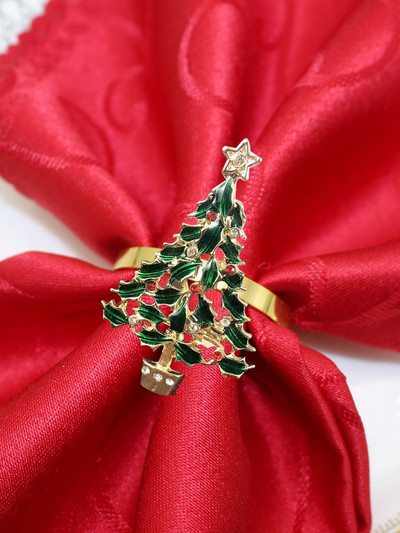 8 buc. inel pentru șervețele din frunze de ilis cu perle cu stras pentru suport pentru șervețele pentru Crăciun, nuntă, ziua de naștere, cină, decor de masă HWC280