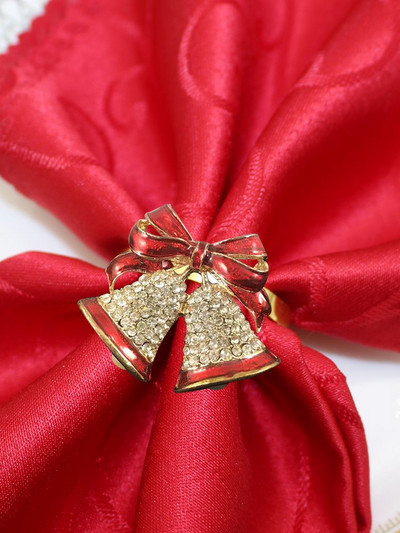 8 buc. inel pentru șervețele din frunze de ilis cu perle cu stras pentru suport pentru șervețele pentru Crăciun, nuntă, ziua de naștere, cină, decor de masă HWC280