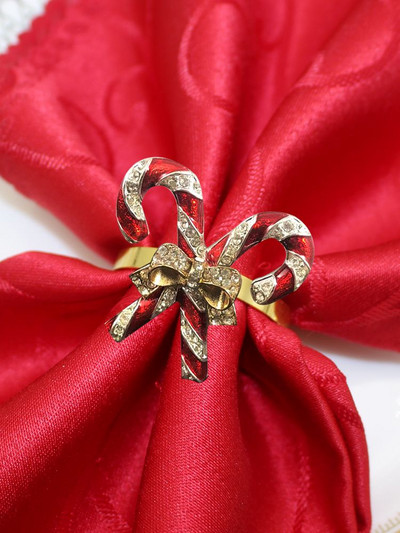 8 buc. inel pentru șervețele din frunze de ilis cu perle cu stras pentru suport pentru șervețele pentru Crăciun, nuntă, ziua de naștere, cină, decor de masă HWC280